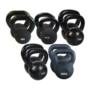 2 sets of 5 Cast Iron Kettlebells Set - 8kg, 10kg, 12kg, 16kg, 20kg