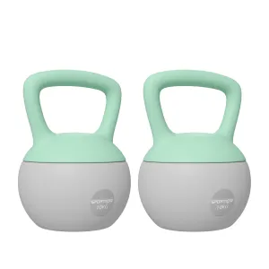 2 x 10kg Soft Kettlebell Kettle Bell with Non-Slip Handle for Home Gym Strength Training Cardio - Grey and Green