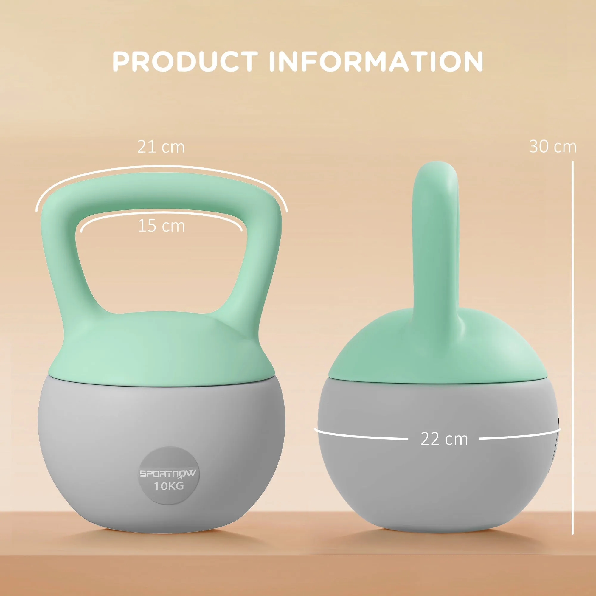 2 x 10kg Soft Kettlebell Kettle Bell with Non-Slip Handle for Home Gym Strength Training Cardio - Grey and Green