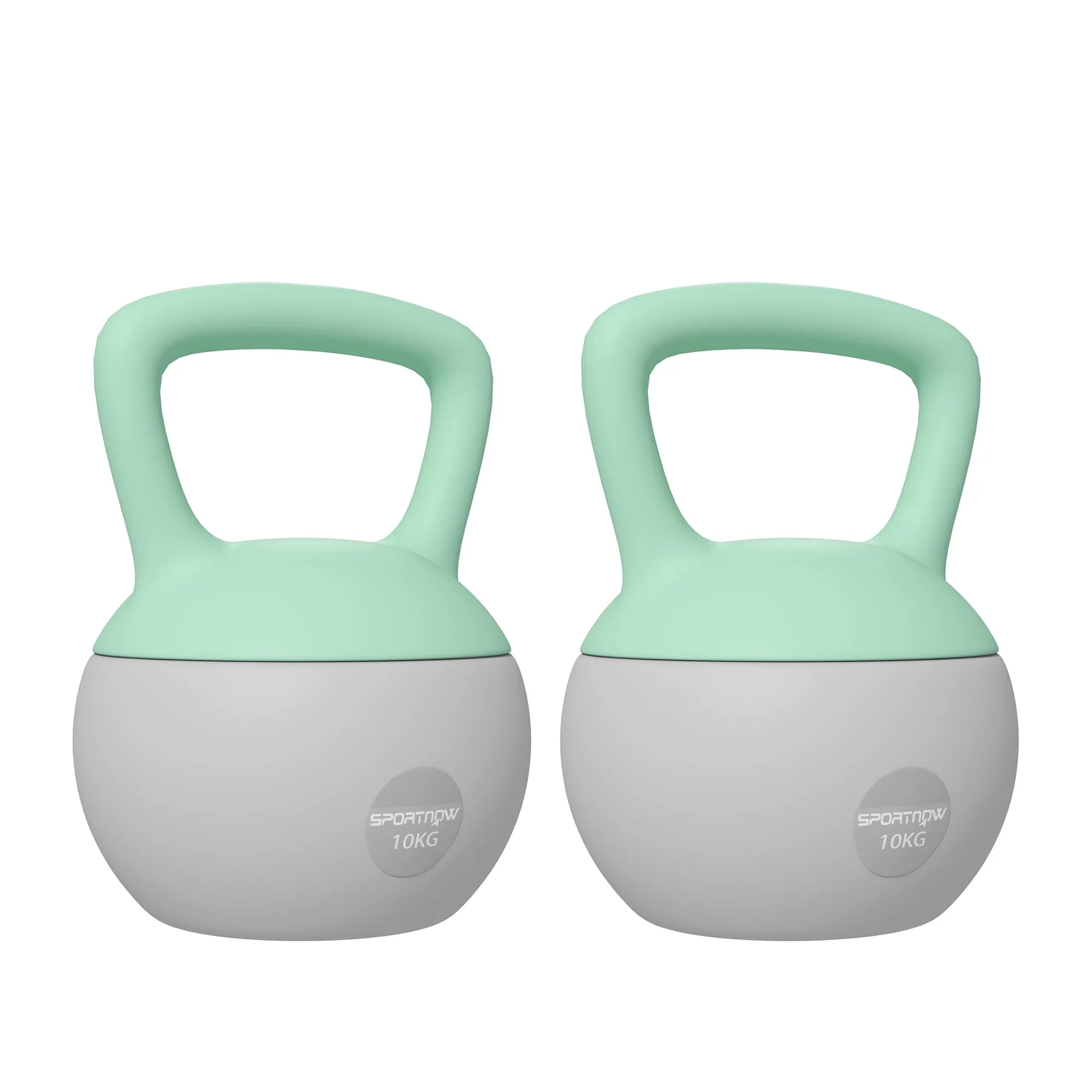 2 x 10kg Soft Kettlebell Kettle Bell with Non-Slip Handle for Home Gym Strength Training Cardio - Grey and Green