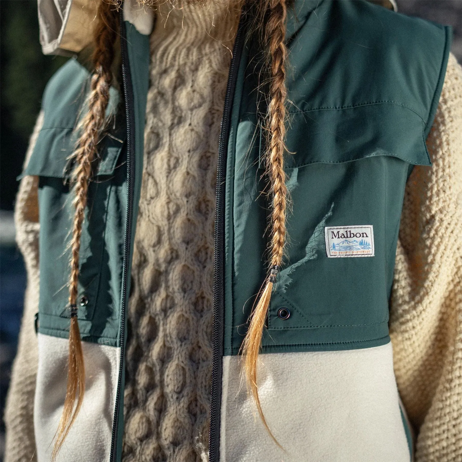Backcountry Polar Fleece Vest Forest/Ivory - W24