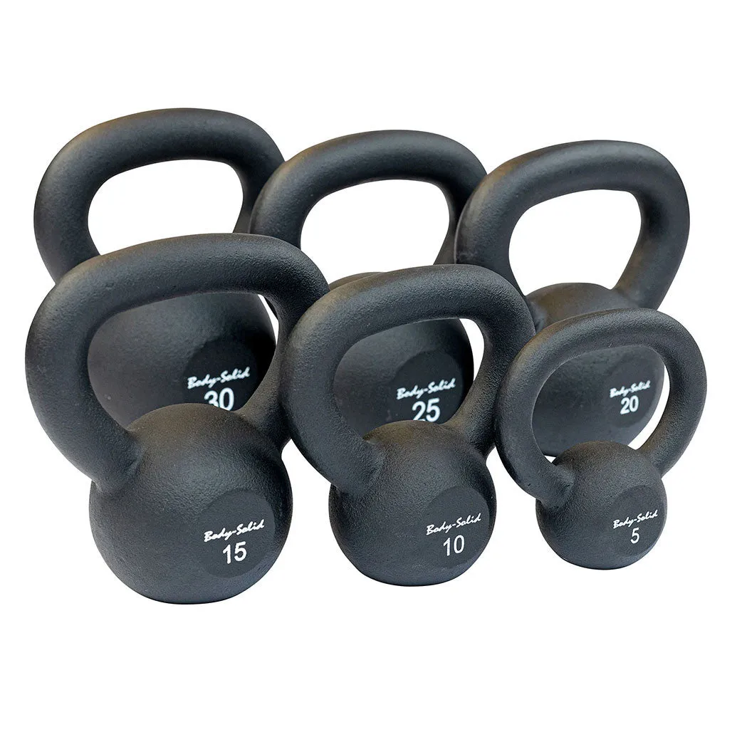 Body-Solid 5-30 lb. Powder Coat Kettlebell Set with Rack