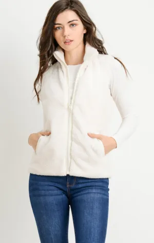 *FINAL SALE* Fleece Zipper Vest (Ivory)