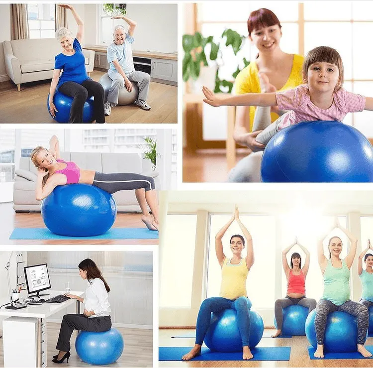 Fitness Work Ball with Air Pump, Anti-Burst and Slip Resistant Exercise Ball, Non-Slip Stability Balance Yoga Ball