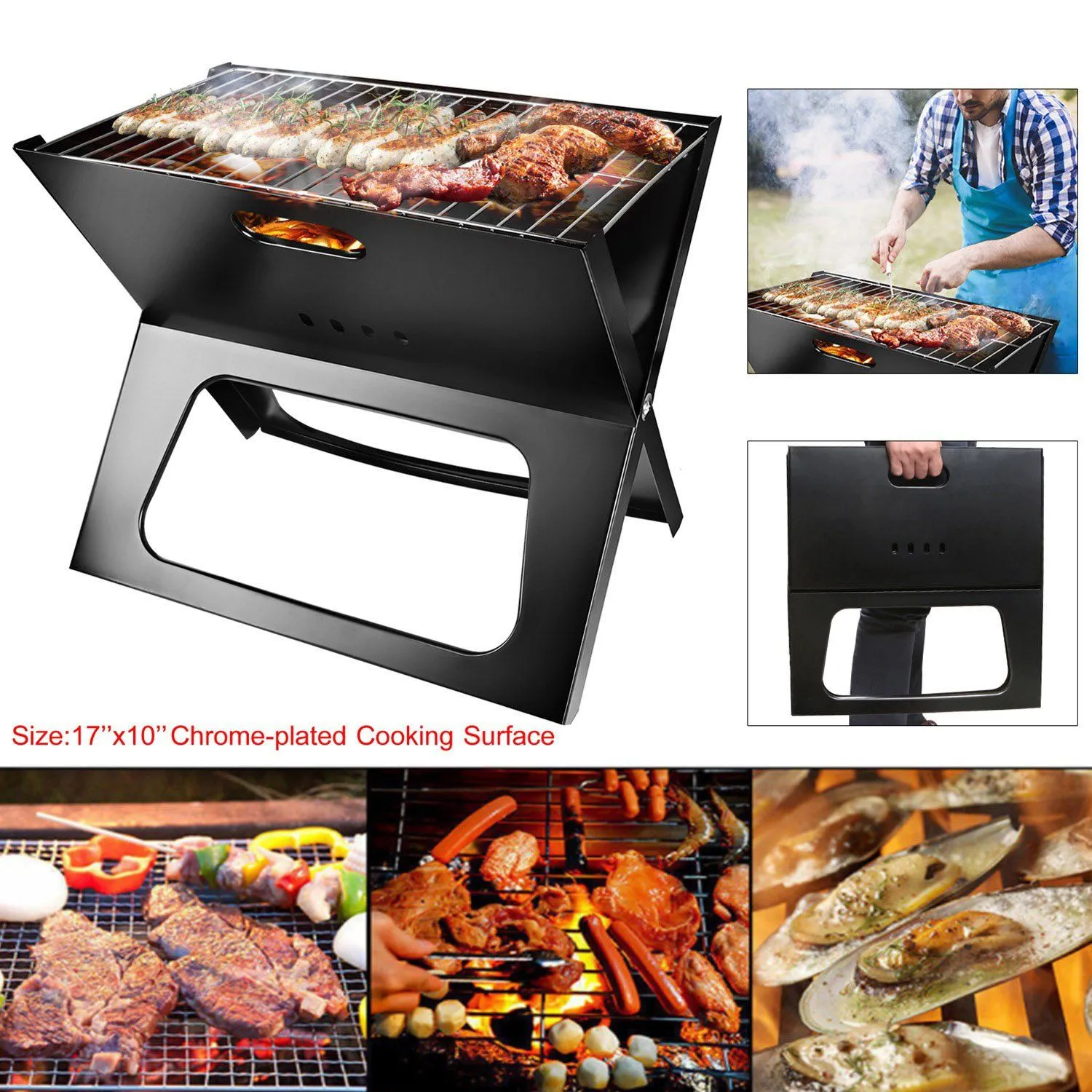 Foldable Portable BBQ Barbecue Grill