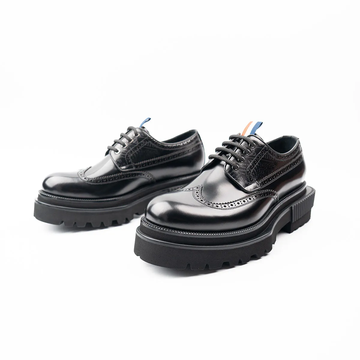 Handmade thick-soled calfskin derby shoes