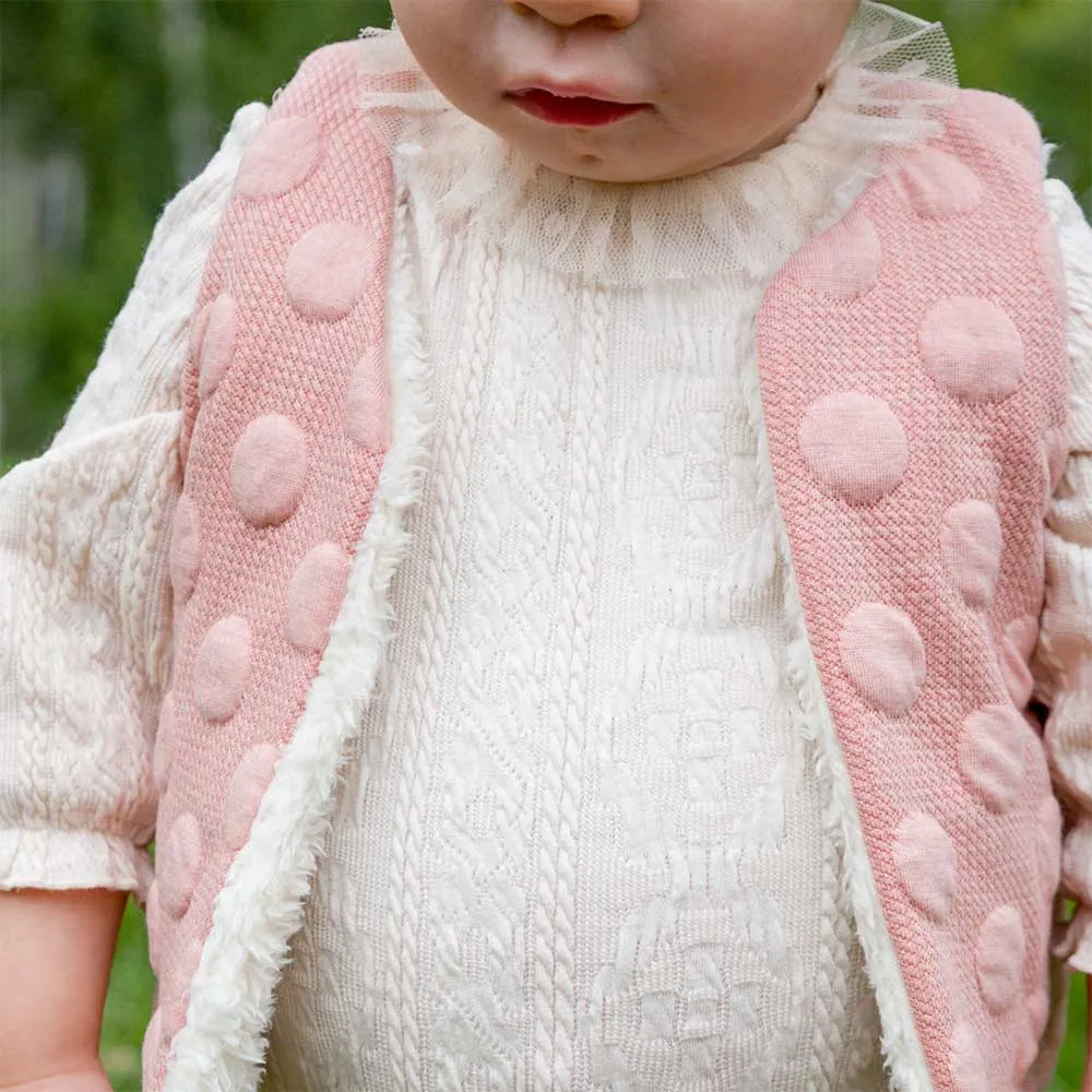 oh baby! Pucker Dot Popover Vest (Reversible) - Vintage Pink