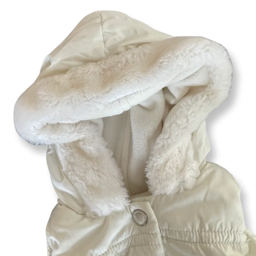 Old Navy White Hooded Puffer Vest - 6-12 mo.