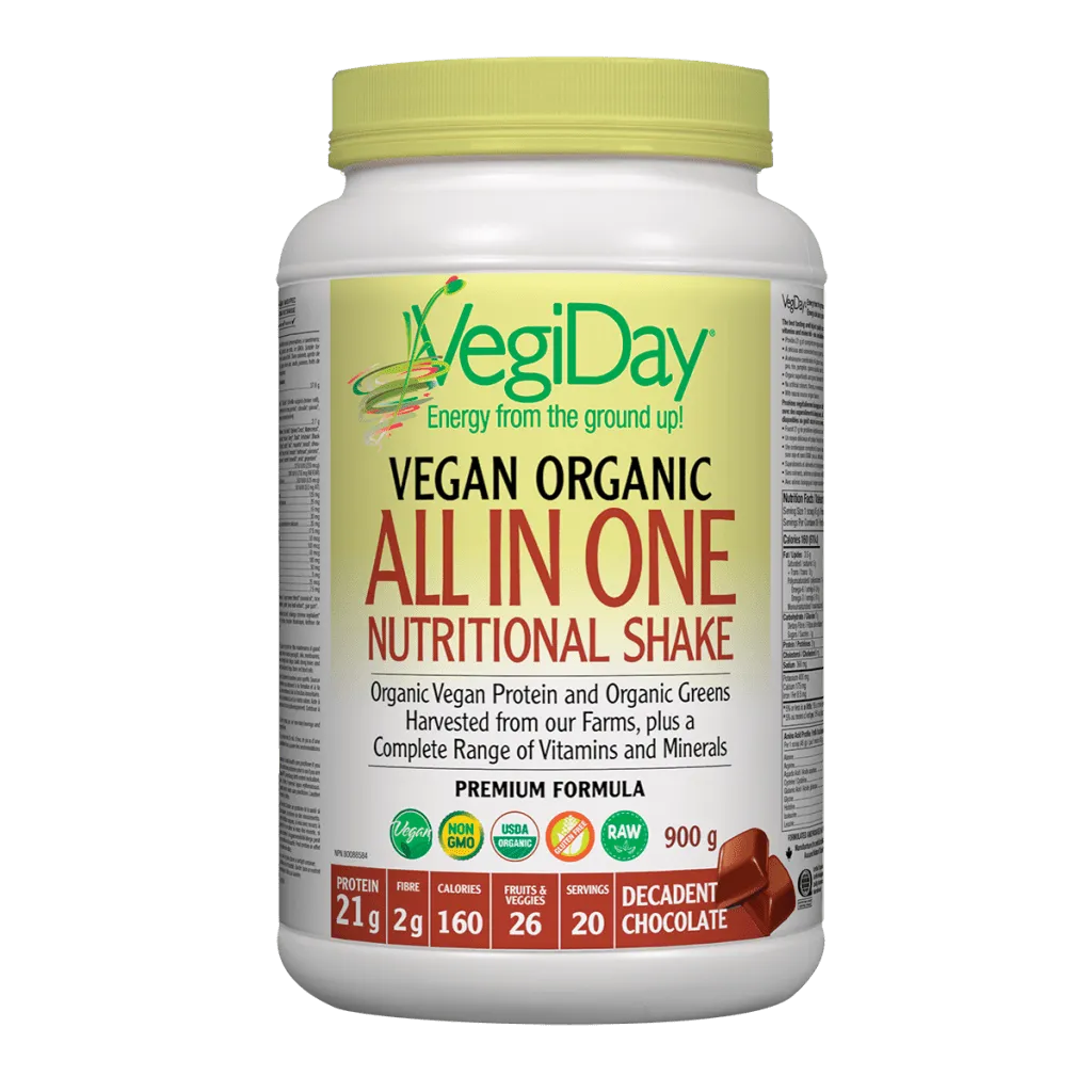 VegiDay Vegan Organic All in One Nutritional Shake Decadent Chocolate Powder